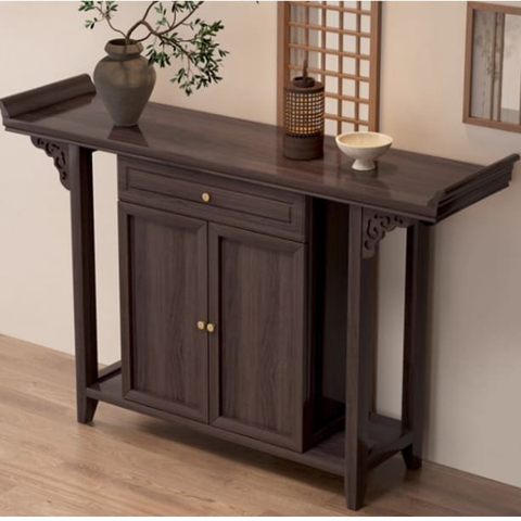 TT06 - Bàn Thờ Gỗ Sồi Tự Nhiên Kiểu Dáng  Đẹp Thanh Thoát,  Có Tủ Và Ngăn Kéo Tiện Lợi