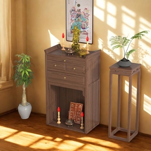 TT02 - Bàn Thờ Gỗ Sồi Tự Nhiên Thiết Kế Hiện Đại, Có Ngăn Bàn Kéo Và Hộc Tủ Để Đồ Tiện Lợi