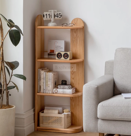 D01 - Kệ góc đa năng làm kệ sách, kệ trang trí gỗ sồi tự nhiên