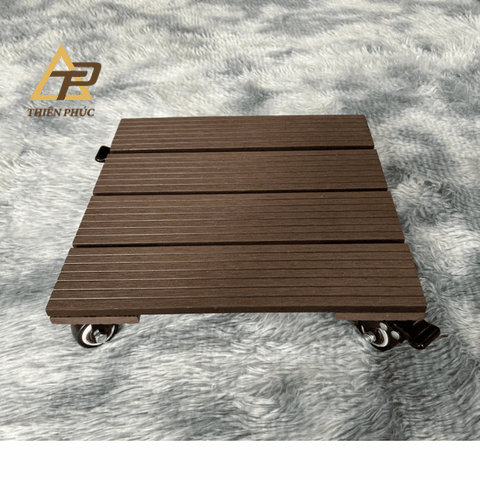 Đế lót chậu cây bằng gỗ nhựa có bánh xe – Di chuyển dễ dàng, bền đẹp, chống nước