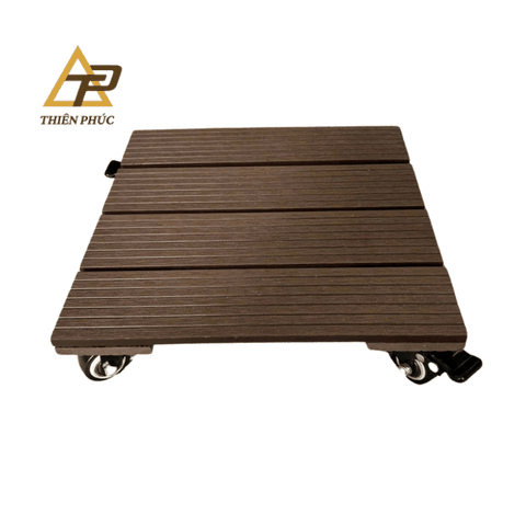 Đế lót chậu cây bằng gỗ nhựa có bánh xe – Di chuyển dễ dàng, bền đẹp, chống nước