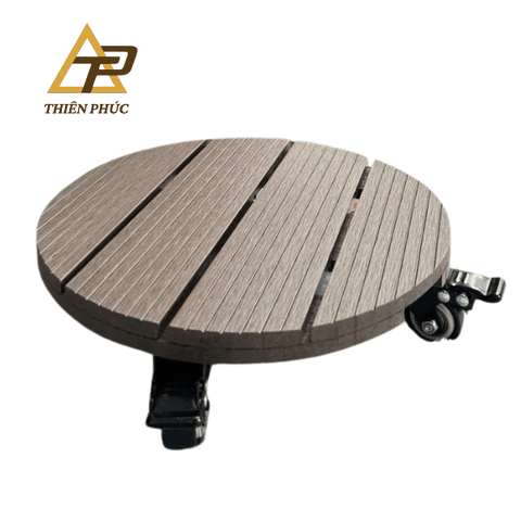 Đế lót chậu cây bằng gỗ nhựa có bánh xe – Di chuyển dễ dàng, bền đẹp, chống nước