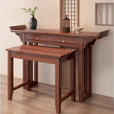 TT07 - Bộ Bàn thờ gỗ sồi tự nhiên 2 ngăn,  vừa thẩm mỹ vừa thuận tiện bài trí đồ cúng
