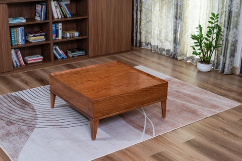 BT05 - Bàn trà gỗ sồi tự nhiên mặt bàn vuông đậm chất vintage