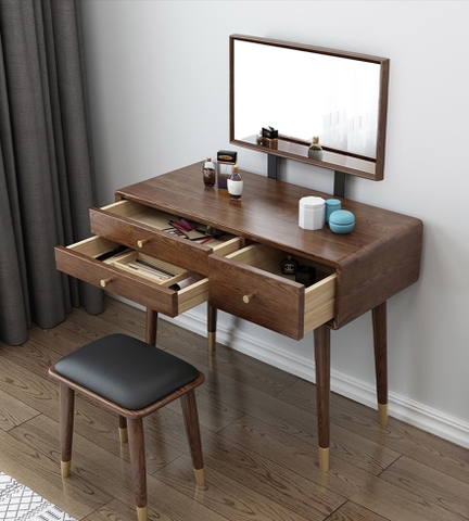 BTĐ01 - Bộ Bàn Trang Điểm Kèm Ghế Gỗ Sồi Tự Nhiên Cao Cấp – Món Quà Cho Phái Đẹp