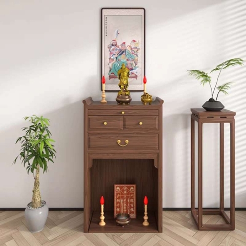 TT02 - Bàn Thờ Gỗ Sồi Tự Nhiên Thiết Kế Hiện Đại, Có Ngăn Bàn Kéo Và Hộc Tủ Để Đồ Tiện Lợi