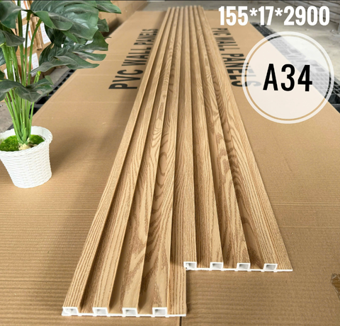 Lam 4 sóng cao gỗ nhựa ốp tường, trần 155x17x2900 (nhiều màu)