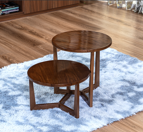 BT04 - Set Bàn Sofa Đôi Gỗ Sồi – Nhỏ Gọn, Tối Giản, Dễ Phối Nội Thất