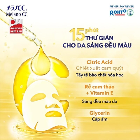 Mặt nạ dưỡng ẩm trắng da Nhật Bản CC Melano túi 28 miếng