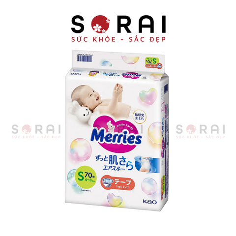 Bỉm Meries nội địa Nhật bản size S (4-8kg) 70+6 miếng (mẫu mới)