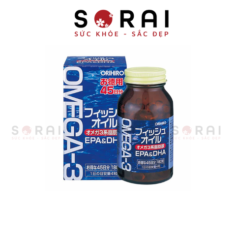 Dầu cá Omega 3 DHA/EPA ORIHIRO hộp 180v (từ 6 tuổi ngày 2v), (>10 tuổi, ngày 4v)
