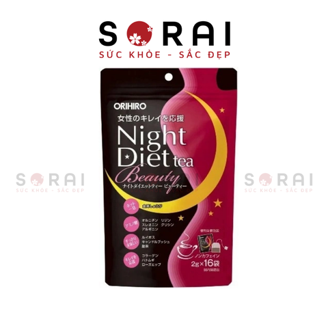 Trà giảm cân ban đêm Orihiro Night Diet Beauty bổ sung Collagen Nhật Bản 16 gói