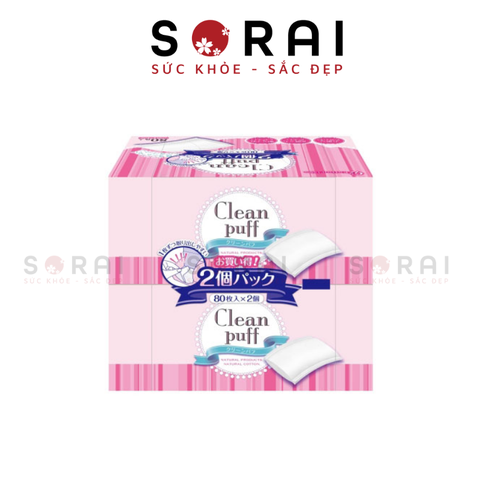 Set 2 hộp bông tẩy trang clean puff Nhật Bản 80 miếng