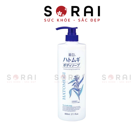 Sữa tắm dưỡng ẩm trắng da Hatomugi Nhật Bản 800ml