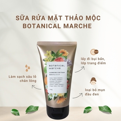Sữa rửa mặt thảo mộc làm sạch sâu lỗ chân lông Botanical Marche Nhật Bản 120g