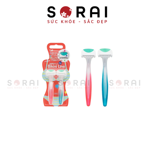 Set 2 dao cạo vùng Bikini Kai - màu xanh đỏ