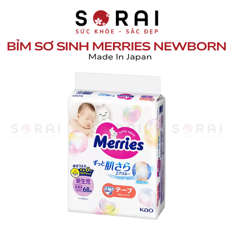 Bỉm sơ sinh Merries Newborn 68+4 miếng 0-5kg
