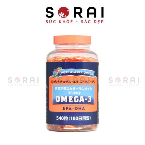 Viên uống Pure Omega Alaska bổ sung Omega 3 Nhật Bản hộp 540 viên (mẫu mới)