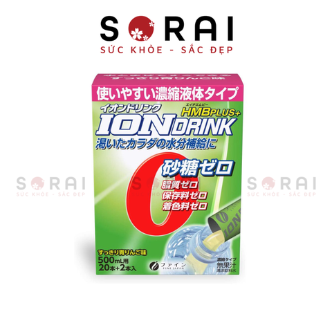 Bột pha bù nước, điện giải và bổ sung HMB Ion Drink Fine hộp 3g x 22 gói vị táo