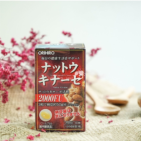 Hỗ trợ điều trị tai biến đột quỵ Natto Kinase 2000FU 60 viên Orihiro - Nhật Bản