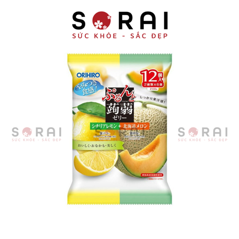 Thạch Orihiro hoa quả vị chanh & dưa lưới túi 12 cái