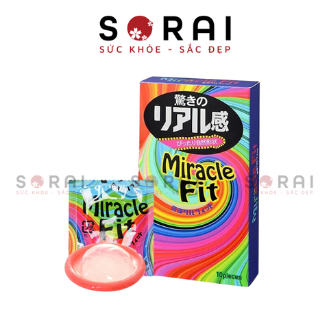Bao cao su Sagami Miracle Fit Nhật Bản hộp 5 chiếc - gân nổi, có màu