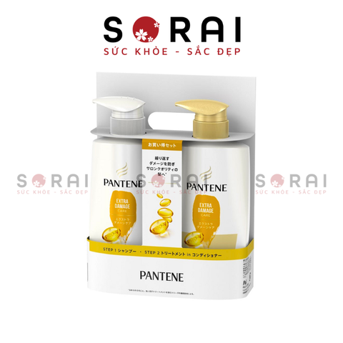 Set dầu gội xả Pantene Nhật Bản phục hồi tóc hư tổn 270ml (vàng)