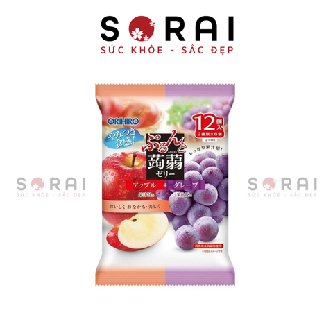 Thạch rau câu Orihiro mix (5 vị) Vị táo và nho 240g