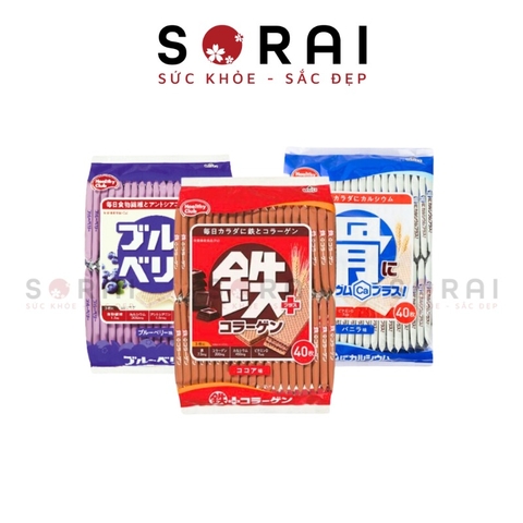 Bánh quy kẹp kem Healthy Club 40 cái (nhiều loại) Bổ sung sắt collagen vị cacao