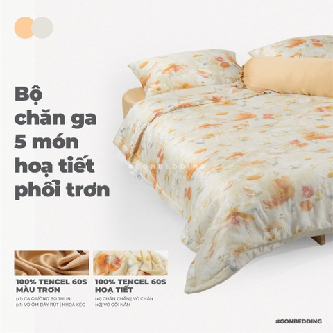 Bộ Chăn Ga Gối Lụa Tencel Hoa Cánh Bướm