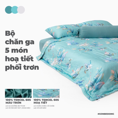 Bộ Chăn Ga Gối Lụa Tencel Hoa Ly Trắng
