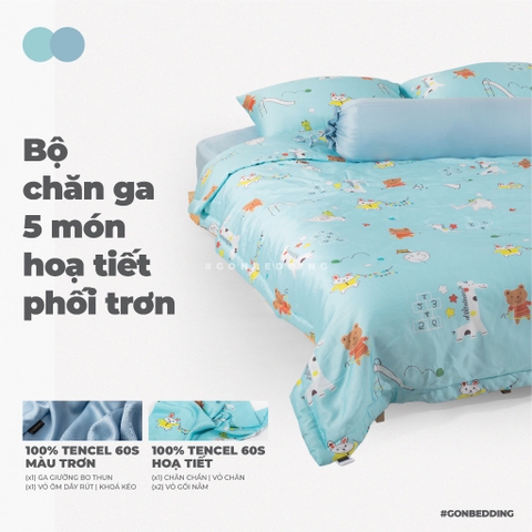 Bộ Chăn Ga Gối Lụa Tencel Hươu và Thỏ