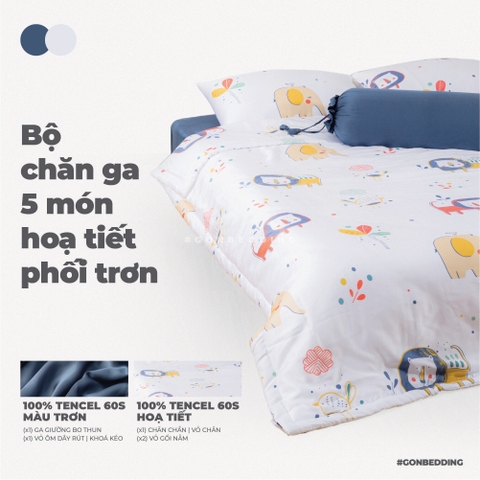 Bộ Chăn Ga Gối Lụa Tencel Sư Tử Trắng