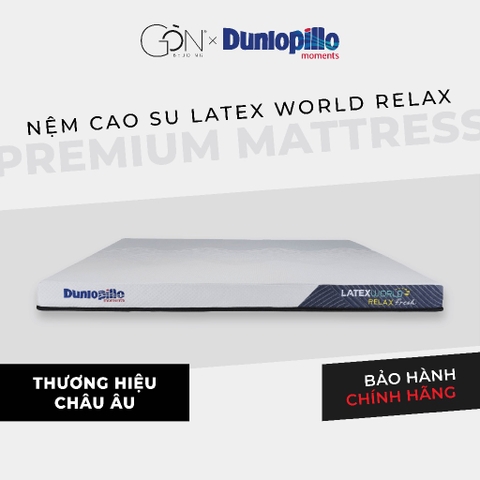 [Hàng chính hãng] Nệm Cao Su Dunlopillo Latex World Relax cao 10cm, Nâng Đỡ Cột Sống, Thoáng Khí, Kháng Khuẩn