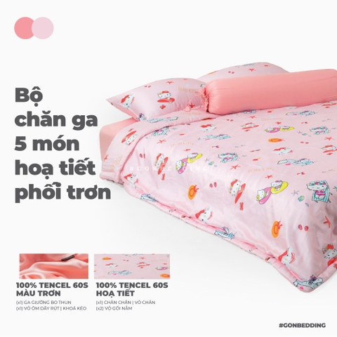 Bộ Chăn Ga Gối Lụa Tencel Hello Kitty