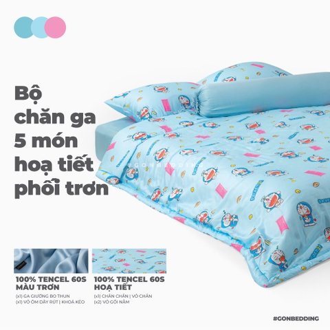 Bộ Chăn Ga Gối Lụa Tencel Doraemon