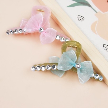 [ Đồng giá 19k]  Kẹp Tóc Nơ kim cương đóng hộp có móng vuốt lớn