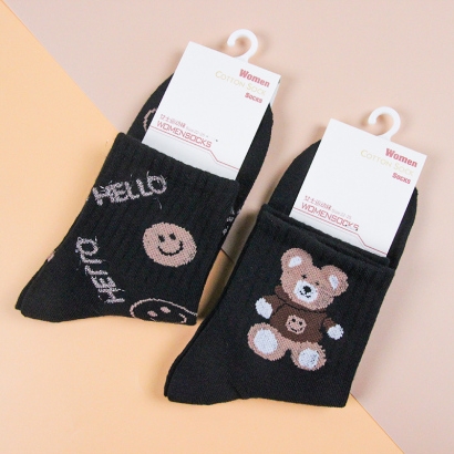 [ Đồng giá  19k] Tất cotton thể thao in họa tiết mới dành cho nữ