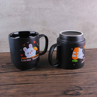 [ Đồng giá 19k] cốc sứ trang men đen hình thỏ