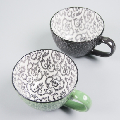 [ Đồng giá 19k] cốc sứ tráng men màu hình hoa văn