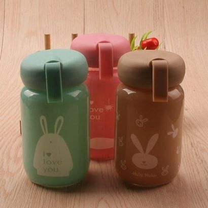 [ Đồng giá 19k] cốc thuỷ tinh hoạ tiết con thỏ