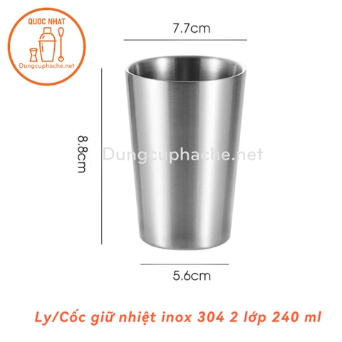 Ly/Cốc giữ nhiệt inox 304 2 lớp 240ml -Hộp 6c +10%