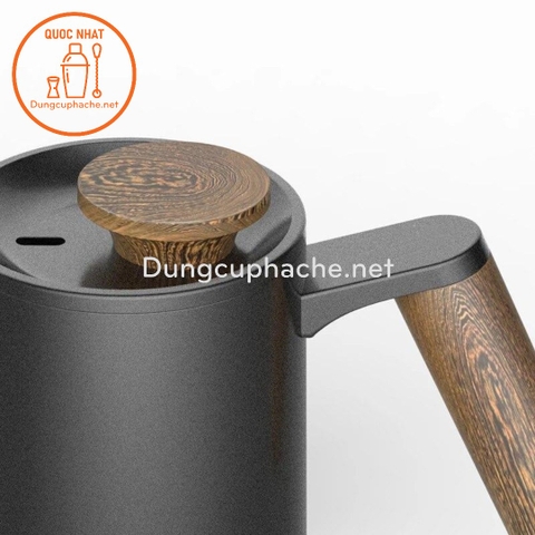 Ấm rót cafe pour over 600ml tay cầm gỗ (dùng bếp) -K