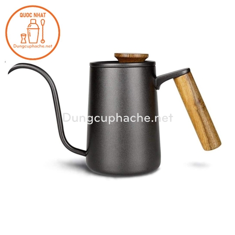 Ấm rót cafe pour over 600ml tay cầm gỗ (dùng bếp) -K