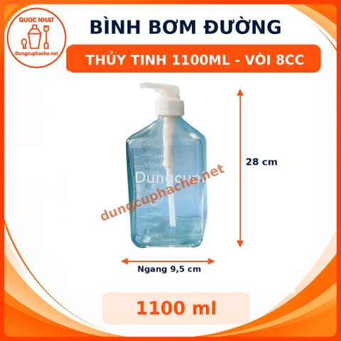 Bình Bơm đường  Thủy tinh 1100ml - T25 +8%