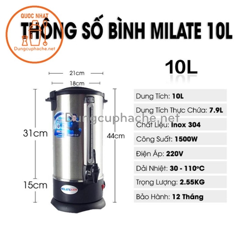 Bình đun nước Milate 10L -8%