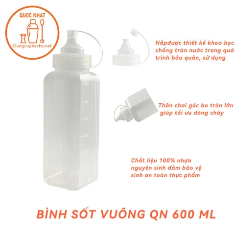 Bình sốt vuông QN 600ml (mẫu mới) +8%(QC150)