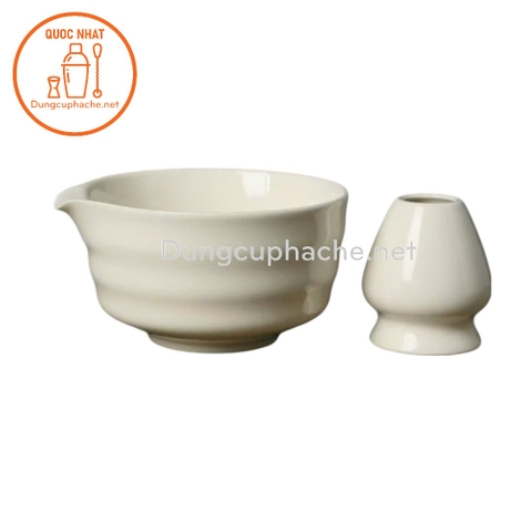 Bộ Chawan + đế gác chổi (TRẮNG)_Full hộp -K
