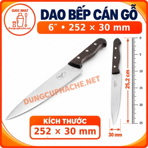 Dao bếp cán gỗ 6'' (25,2 *30 mm) FZ23 +8%