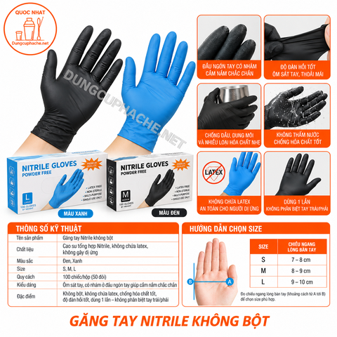 Găng tay thực phẩm MÀU ĐEN Size M +8%